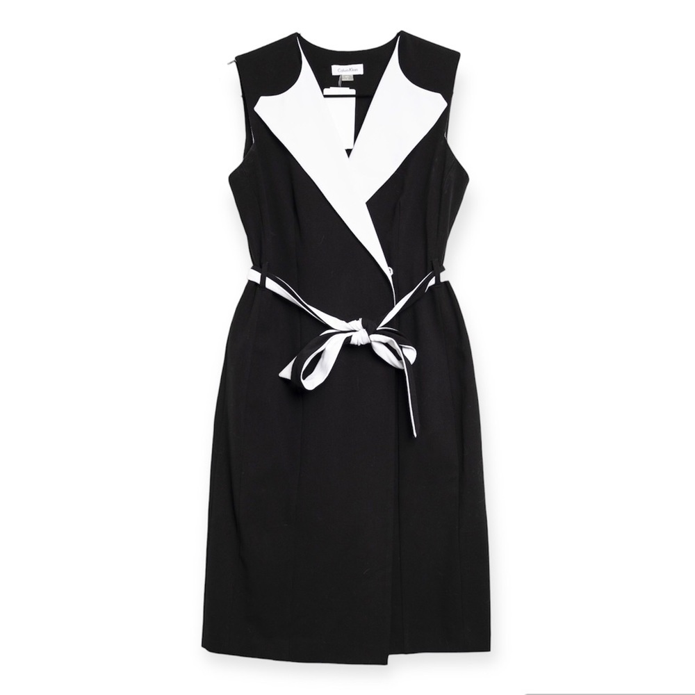 Calvin Klein Women's Belted Wrap Colorblocked Dress - Picture 2 of 6